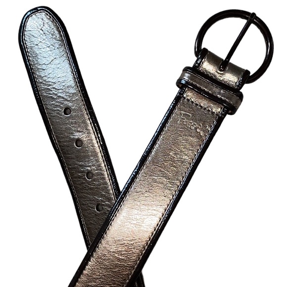 Fossil Genuine Leather Gold Metallic Brown Belt, Size Medium - Picture 1 of 11